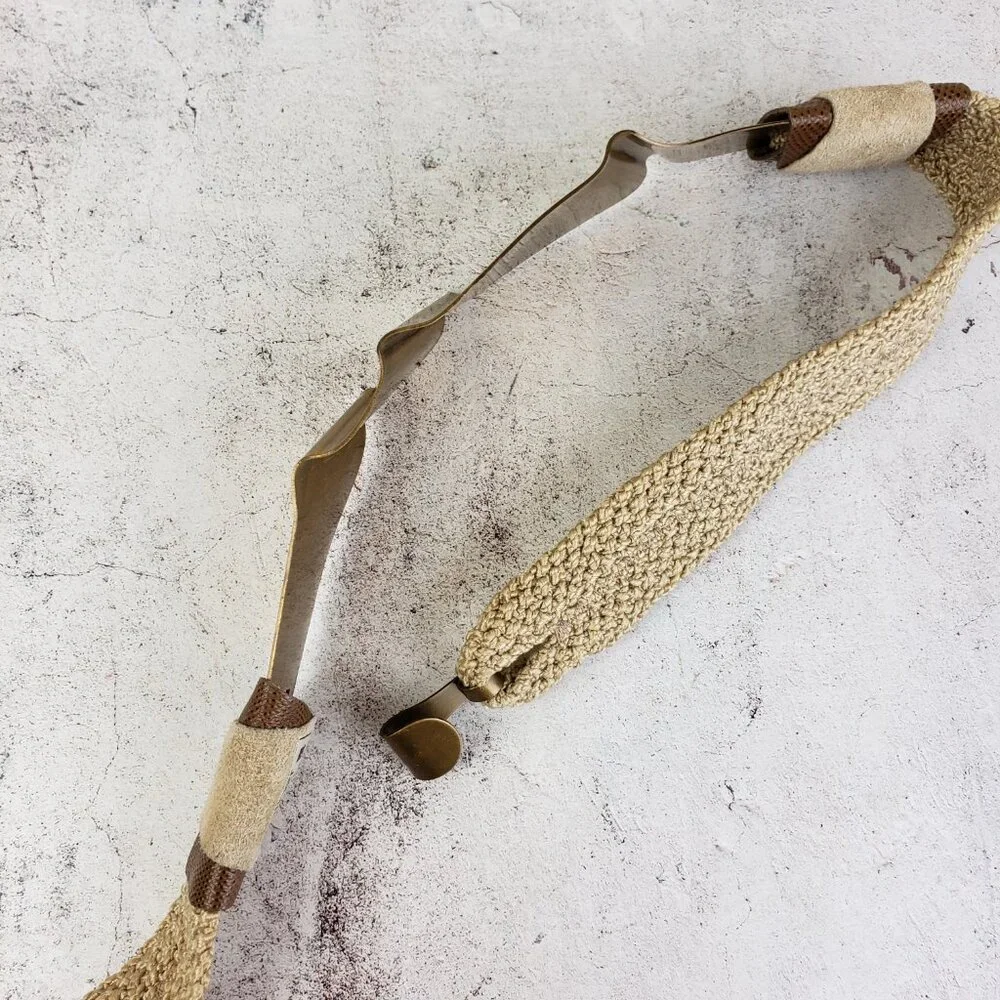 Vintage Leather Shop Belt Art-to-Wear Deco Mixed Media Crochet Avant Garde S/M